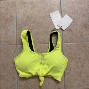 Bombshell Sportswear Neon Yellow Ribbed Sports Bra NWT